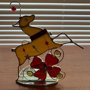 Vibrant Glass Reindeer Sculpture - Yellow and Red